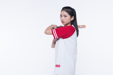 棒球女运动员摄影图片