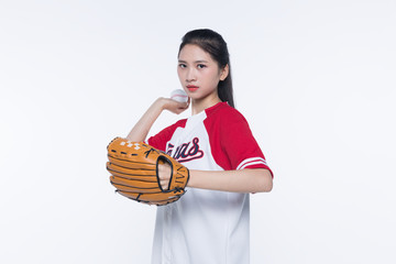 棒球女运动员摄影图片