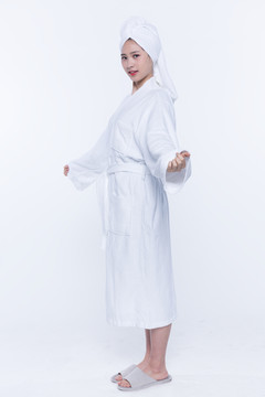 白色浴袍唯美图片