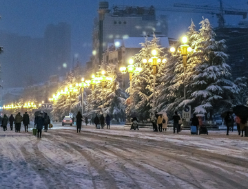 大雪下的街景