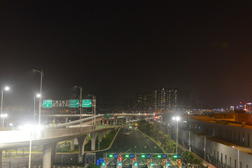 港珠澳大桥公路口岸路桥建筑夜景