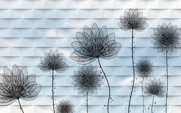 线描花卉高清立体背景墙