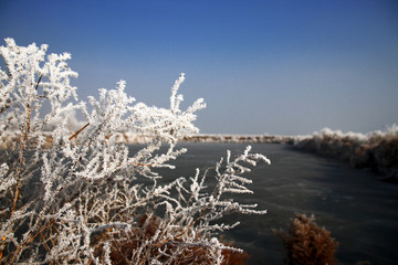 冬日结冰湖面