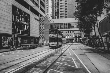 老香港街景黑白照片