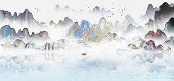 新中式抽象山水画大气山水装饰画