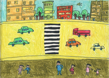 儿童画繁忙的大街