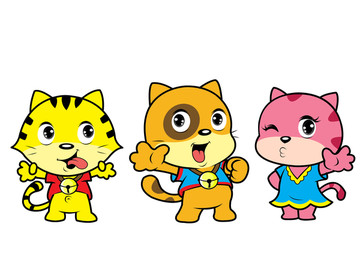 三只小猫卡通设计
