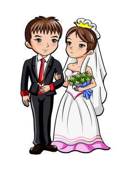 西式婚礼卡通形象设计