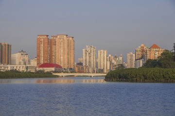 厦门筼筜湖边城市景观