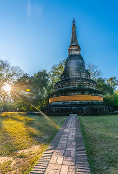 泰国拜县乌孟寺佛塔