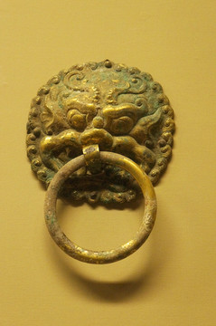 陕西西安文物镏金铜辅首