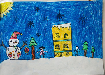 儿童画雪人