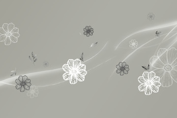 黑白花朵花纹背景墙