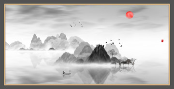 现代水墨水彩抽象油画