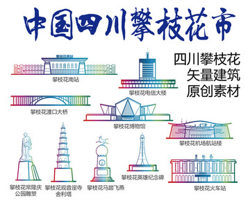 攀枝花标志建筑矢量大全