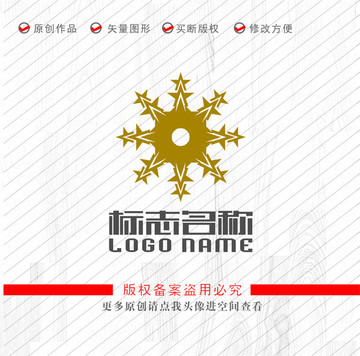 米字雪花标志星logo