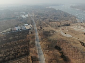 航拍北京郊区公路