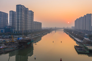 航拍建设中的南京六合龙津桥1