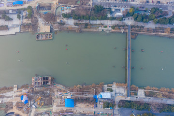 航拍建设中的南京六合龙津桥11