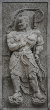 千山弥勒宝塔塔壁背锏神像浮雕