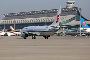 中国国际航空飞机在沈阳机场