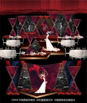 红黑色主题婚礼背景