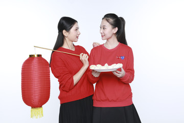 新年吃饺子摄影图片