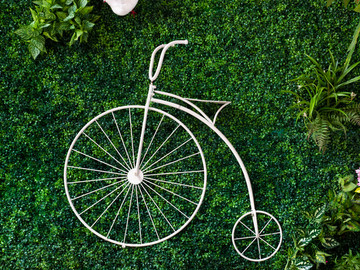 绿色植物景观墙自行车素材