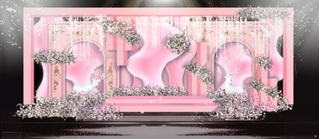 粉色现代风格舞台迎宾区设计