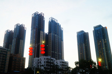 住宅楼及红灯笼景观