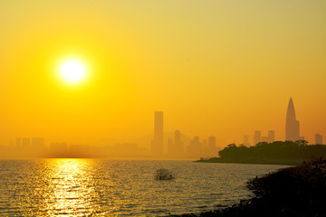 深圳湾夕阳风景