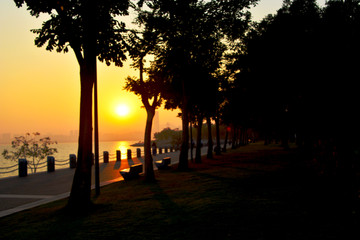 深圳湾夕阳风景