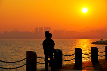 深圳湾夕阳风景