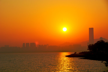 深圳湾夕阳风景