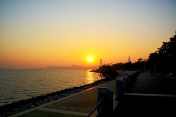 深圳湾夕阳风景