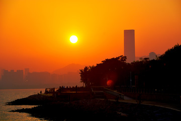 深圳湾夕阳风景