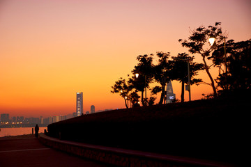 深圳湾黄昏风景