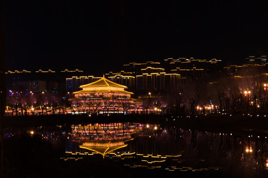 曲江池夜景南湖夜景