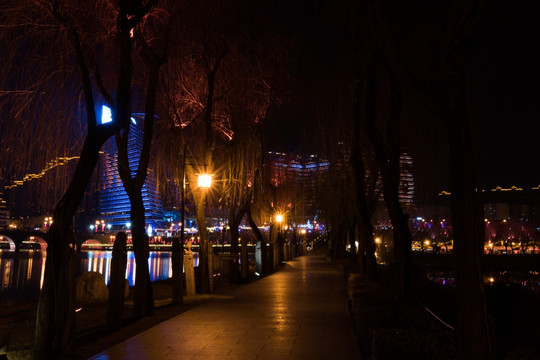 曲江池夜景南湖夜景