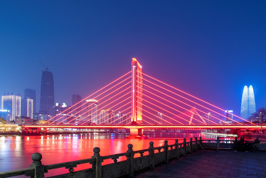 宁波三江口甬江大桥夜景