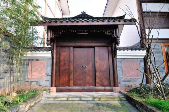 中式传统建筑民宅大门