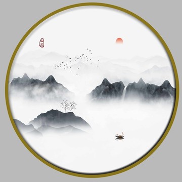 简约山水画