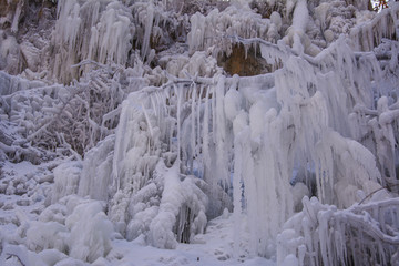 千山云潭柳条枝状树枝雪冰挂