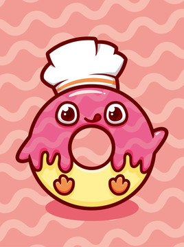 甜甜圈甜品卡通插画
