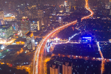 航拍上海延安东路高架桥夜景22