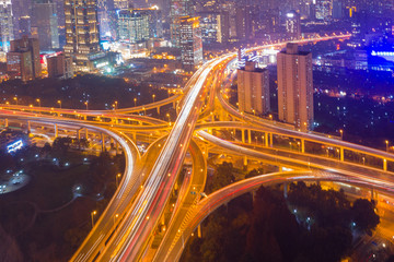 航拍上海延安东路高架桥夜景25