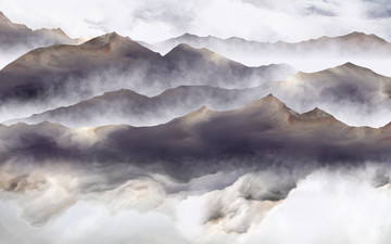 抽象意境云雾山水画