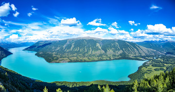 新疆喀纳斯湖全景