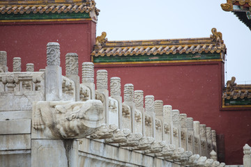 北京故宫红墙雪景