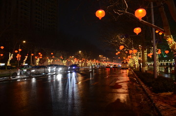 春节街道夜景